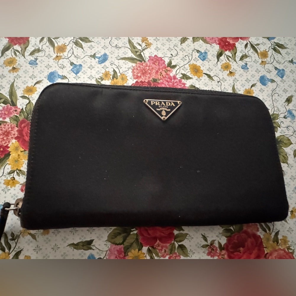 Prada Black Satin Nylon long wallet